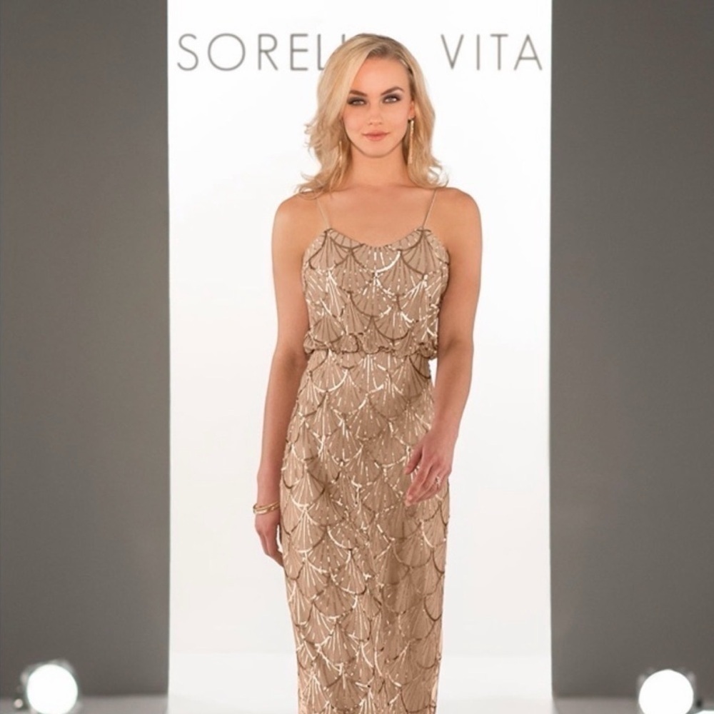 SORELLA VITA Champagne Sequin Maxi Dress